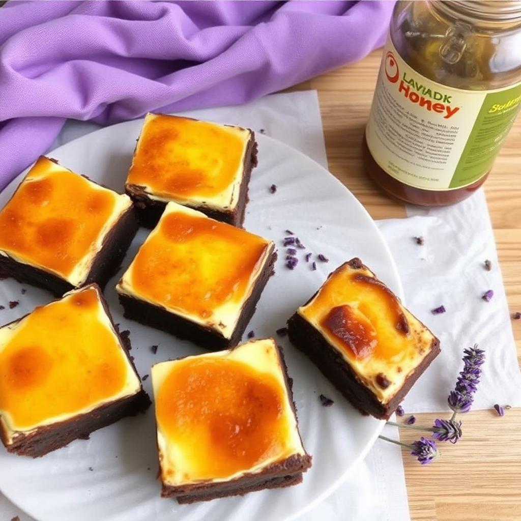 Lavender Honey Creme Brûlée Mousse Brownies