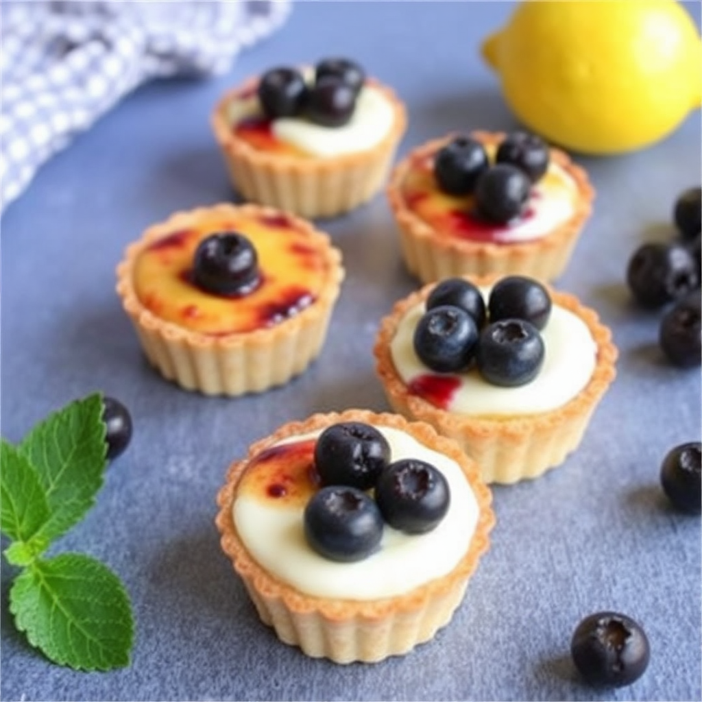 Lemon Blueberry Creme Brûlée Tarts