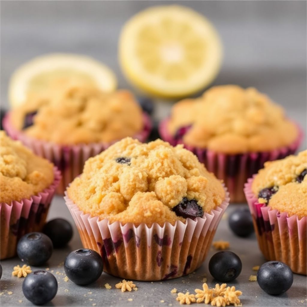 Lemon Blueberry Crumble Muffins