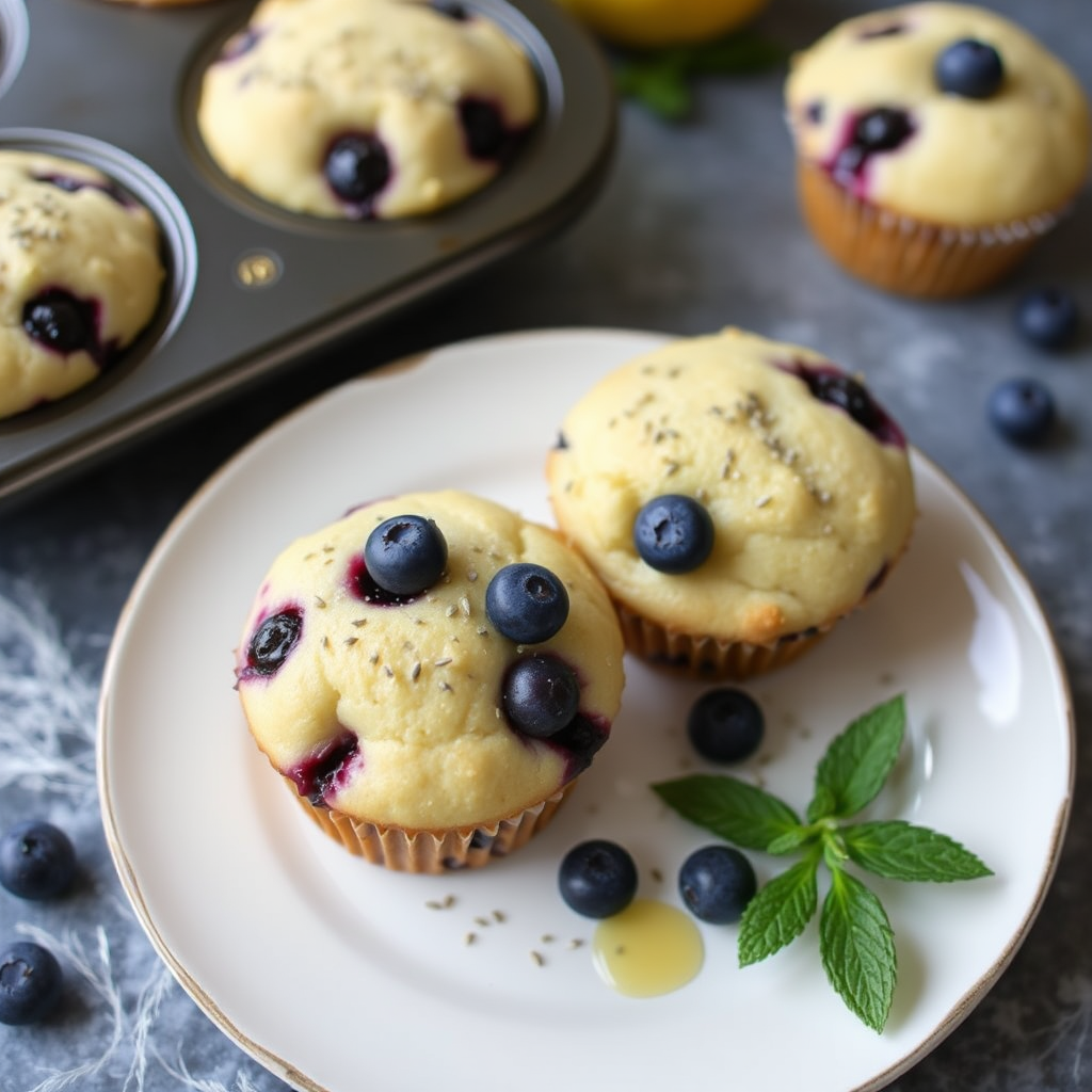 Lemon Blueberry Muffin Tops with Honey and Poppy Seeds