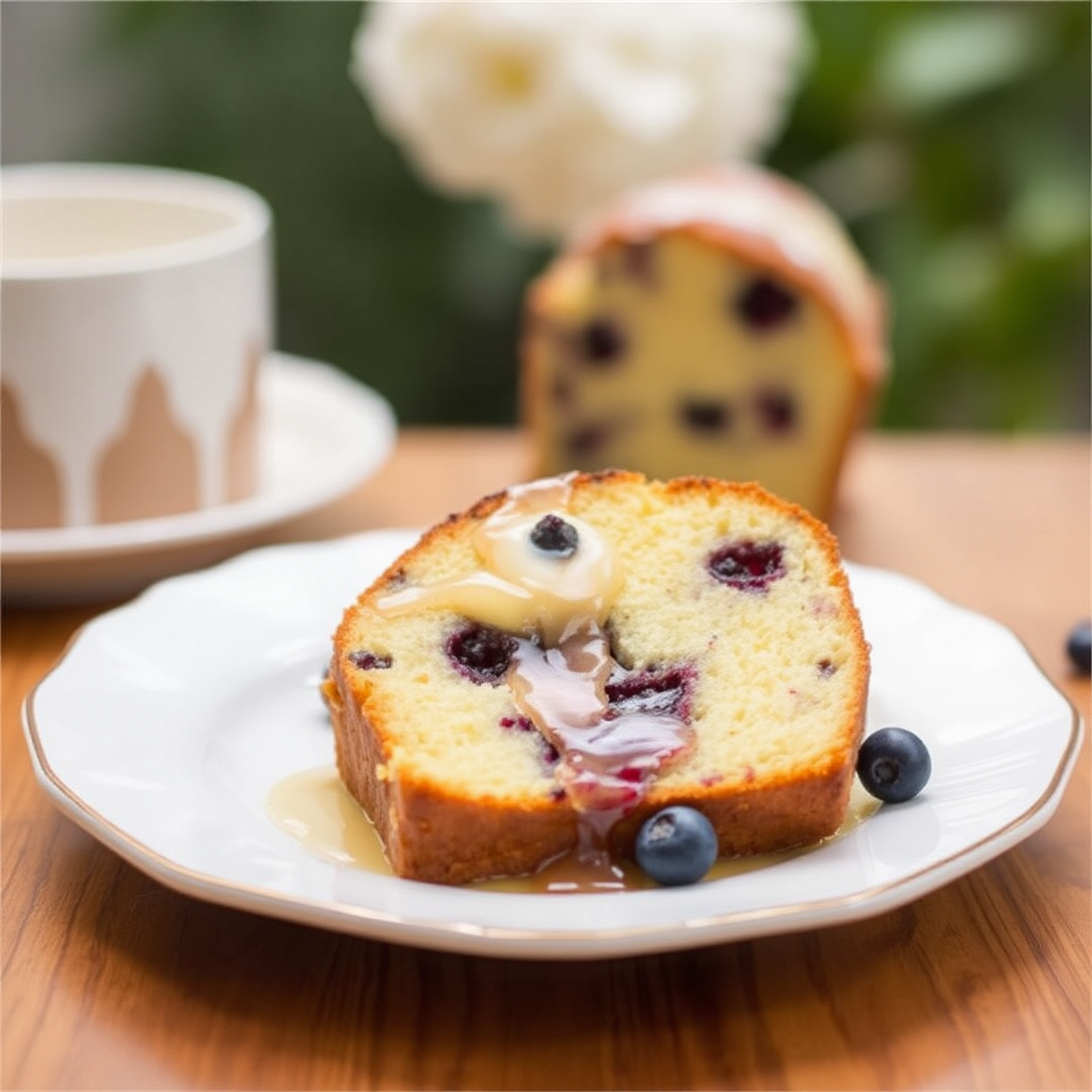 Lemon Blueberry Pound Cake with a Honey Glaze