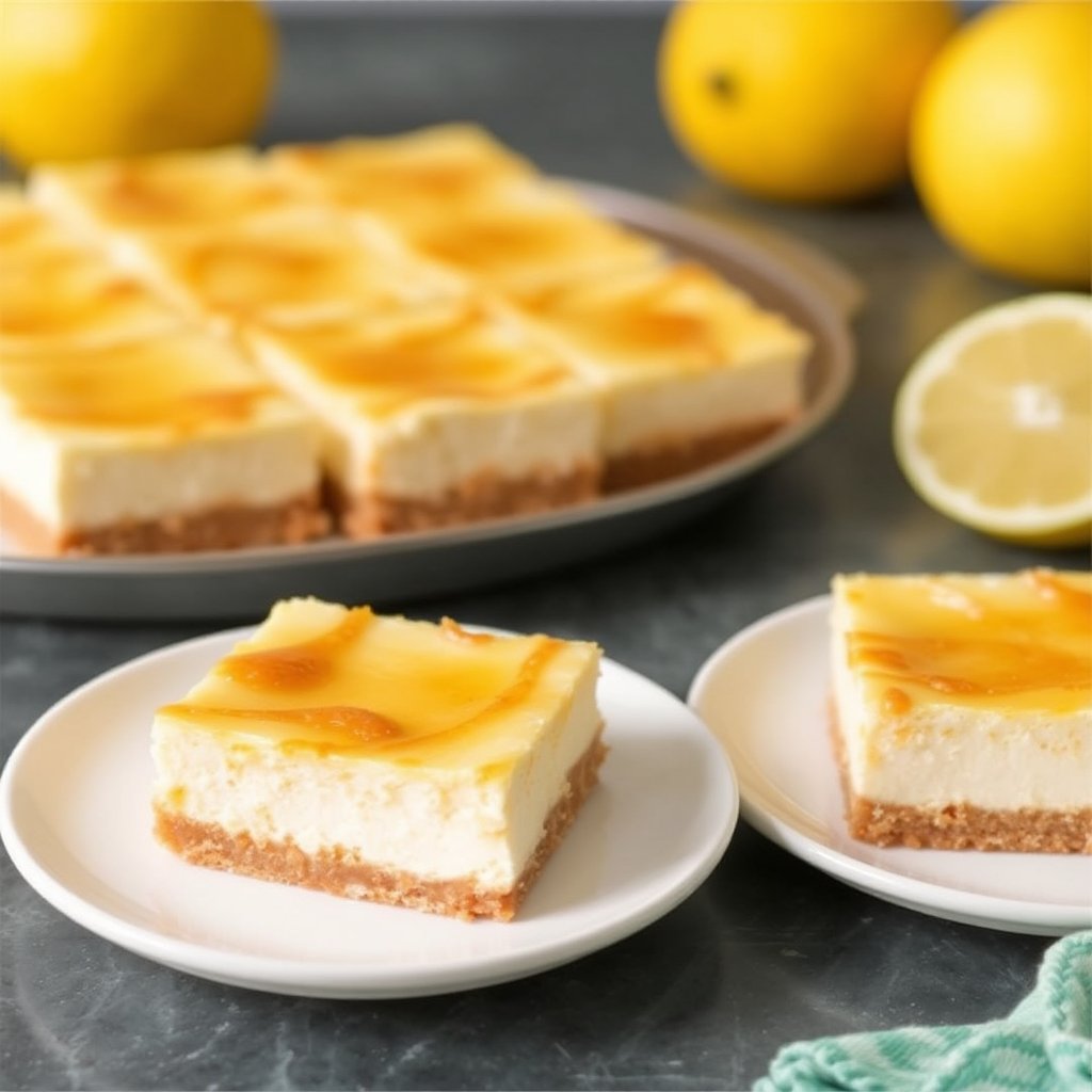 Lemon Ginger Crème Brûlée Cheesecake Bars