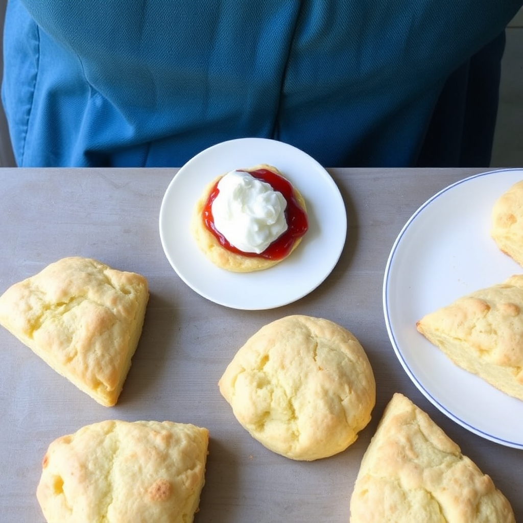 Lemon Ginger Scones with Clotted Cream and Jam