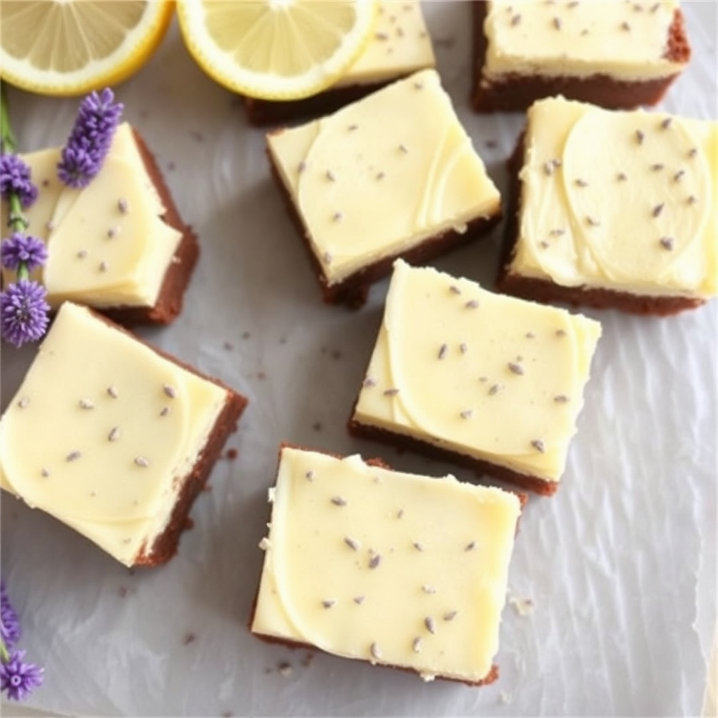 Lemon Lavender Cheesecake Brownies