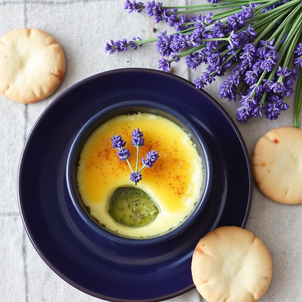 Lemon Lavender Creme Brûlée with Shortbread Cookies