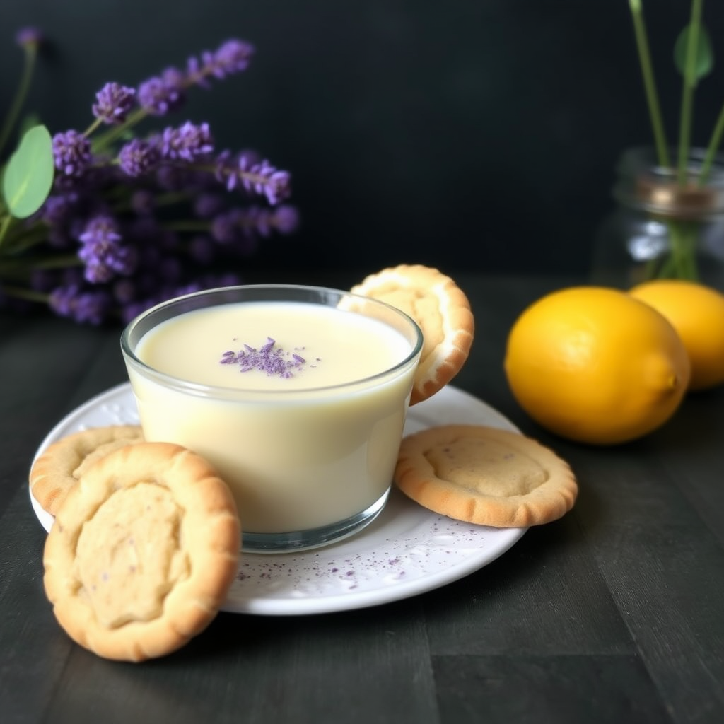 Lemon Lavender Panna Cotta with Shortbread Cookies