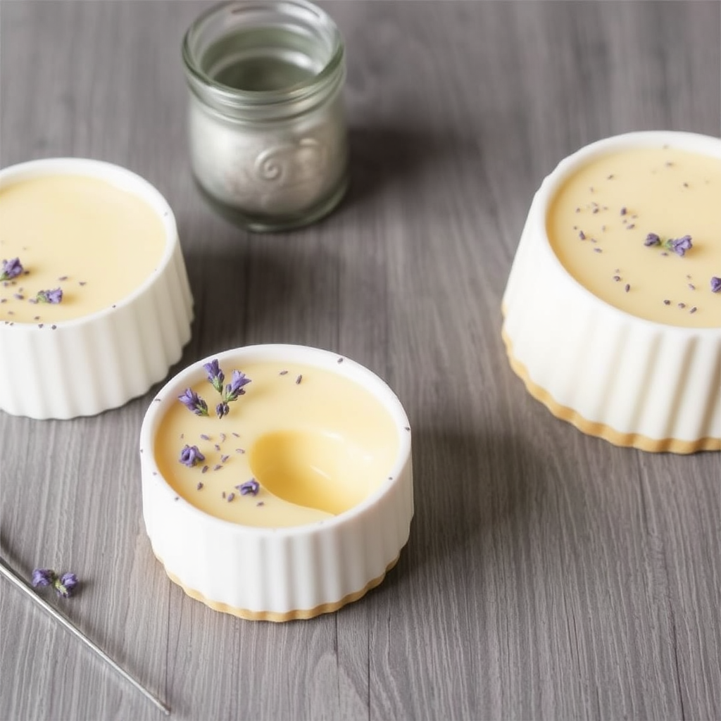 Lemon Lavender Panna Cotta with Shortbread Crust