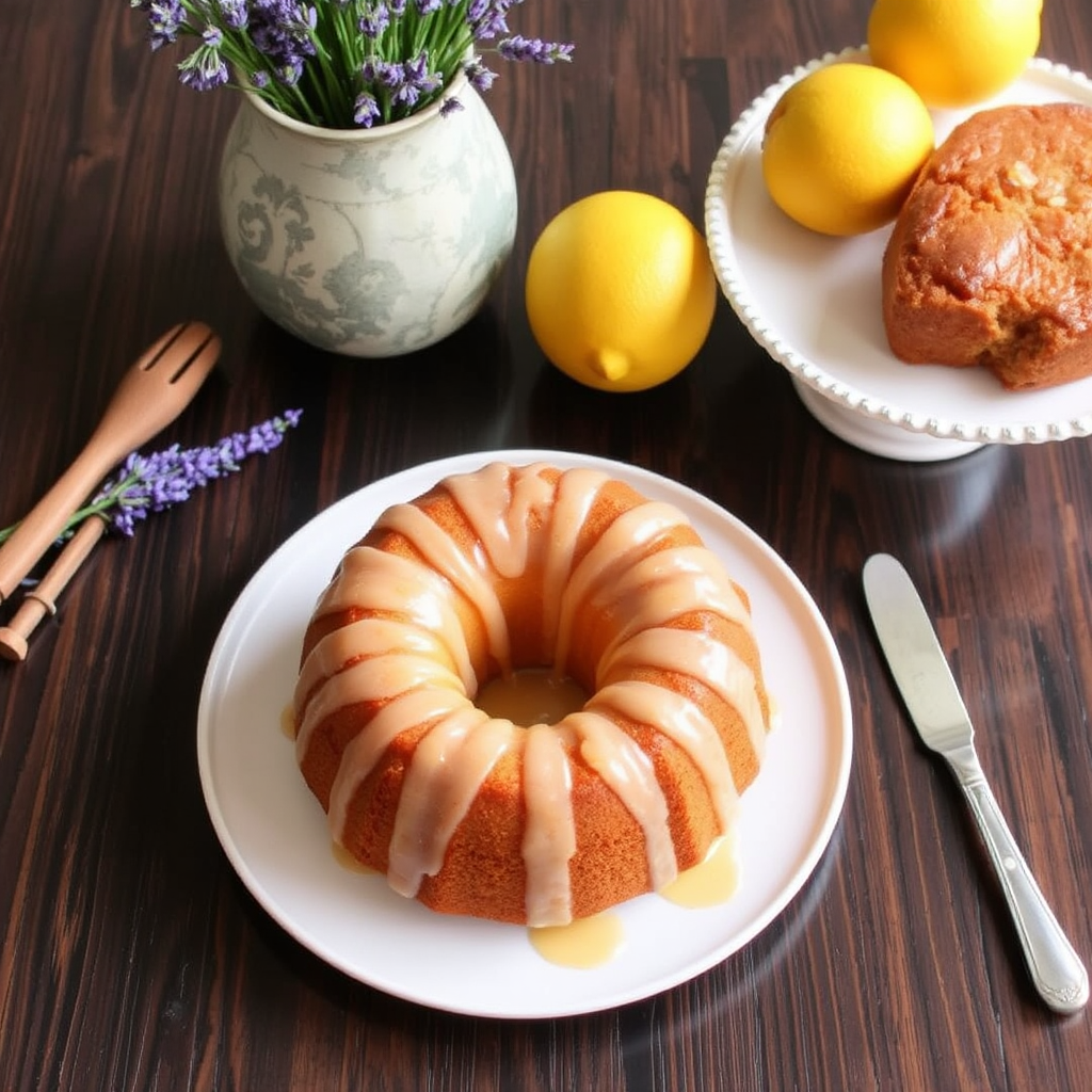 Lemon Lavender Pound Cake with Honey Glaze