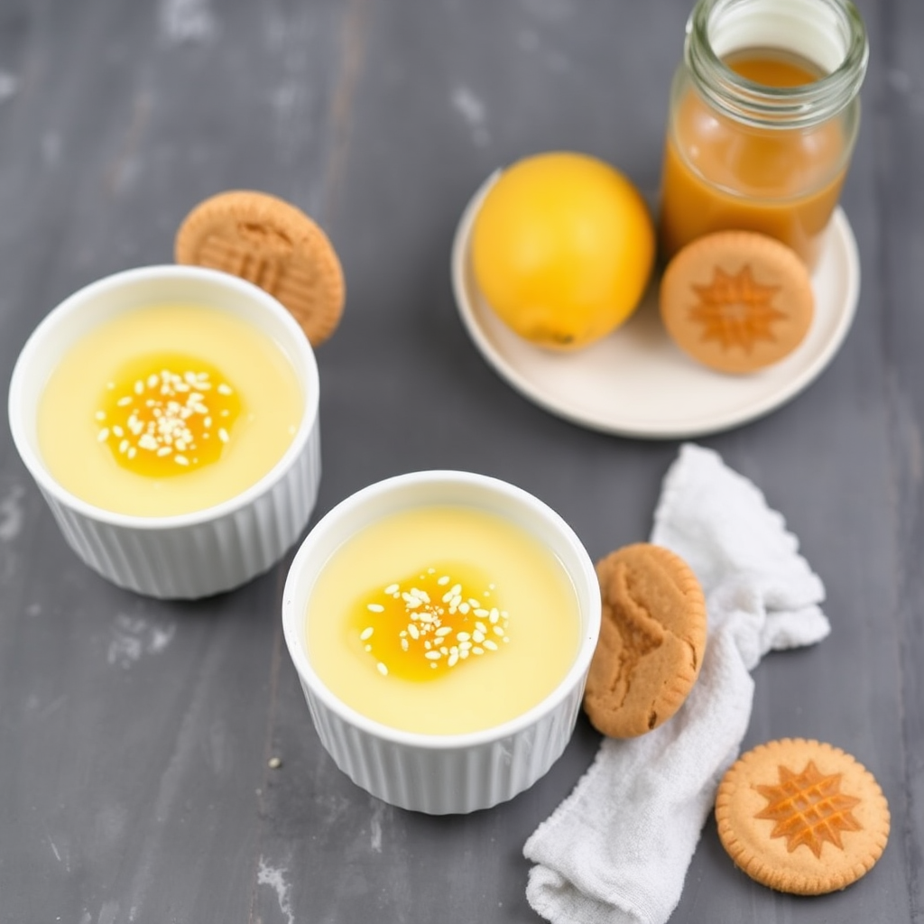 Lemon Poppyseed Panna Cotta with Honeycomb Cookies