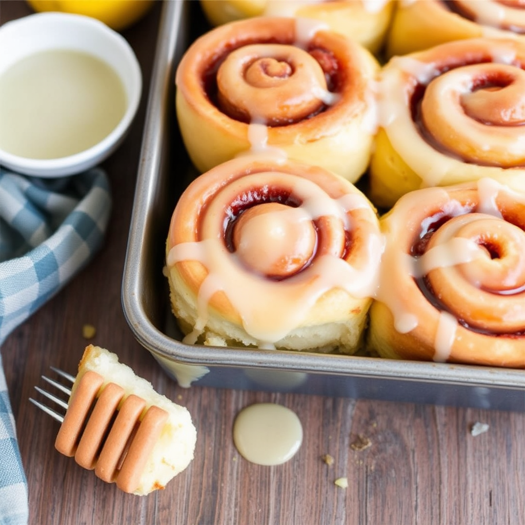 Lemon Ricotta Cinnamon Rolls with Honey Glaze