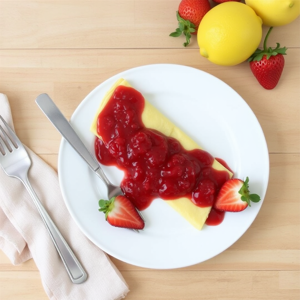 Lemon Ricotta Crepes With Strawberry Compote