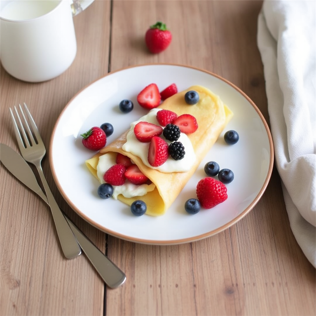 Lemon Ricotta Crepes with Fresh Berries