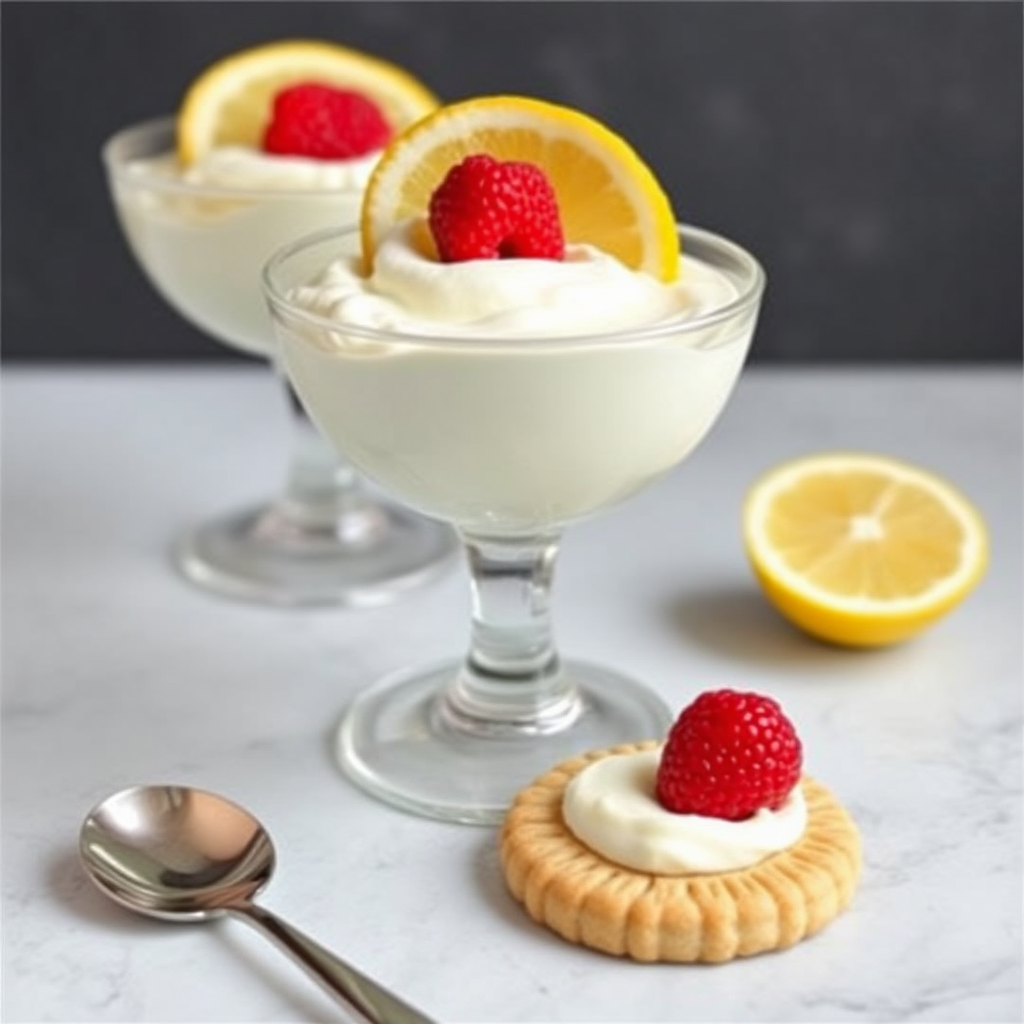 Lemon Ricotta Mousse with Shortbread Cookies