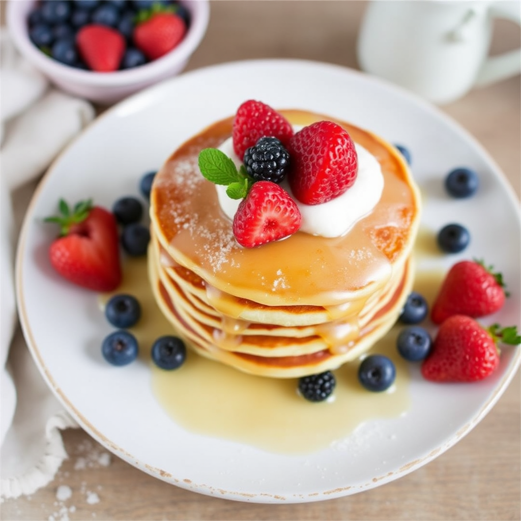 Lemon Ricotta Pancakes with Fresh Berries