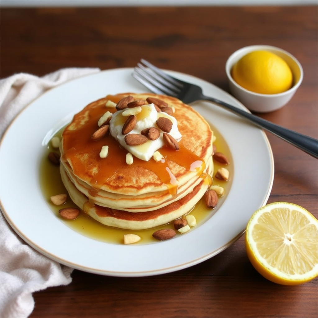 Lemon Ricotta Pancakes with Honey and Almonds