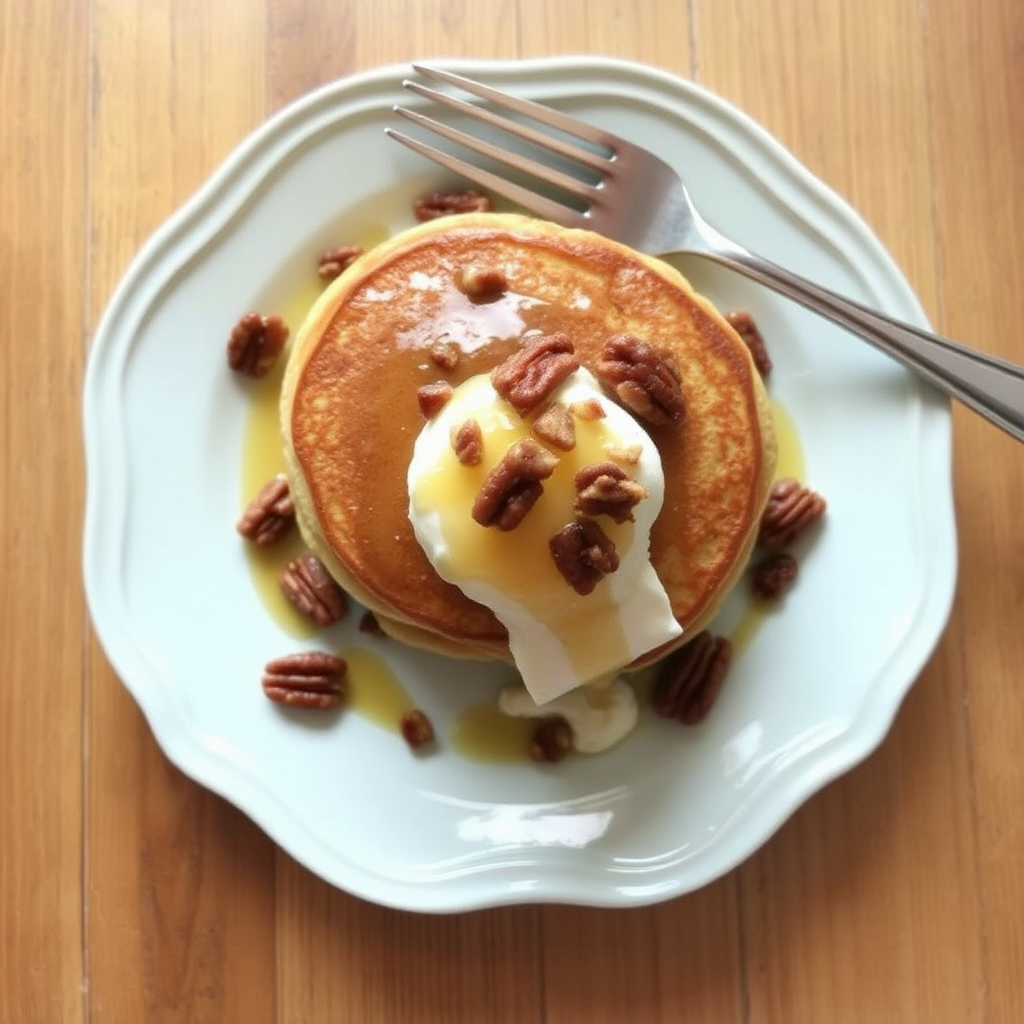 Lemon Ricotta Pancakes with Honeyed Pecans