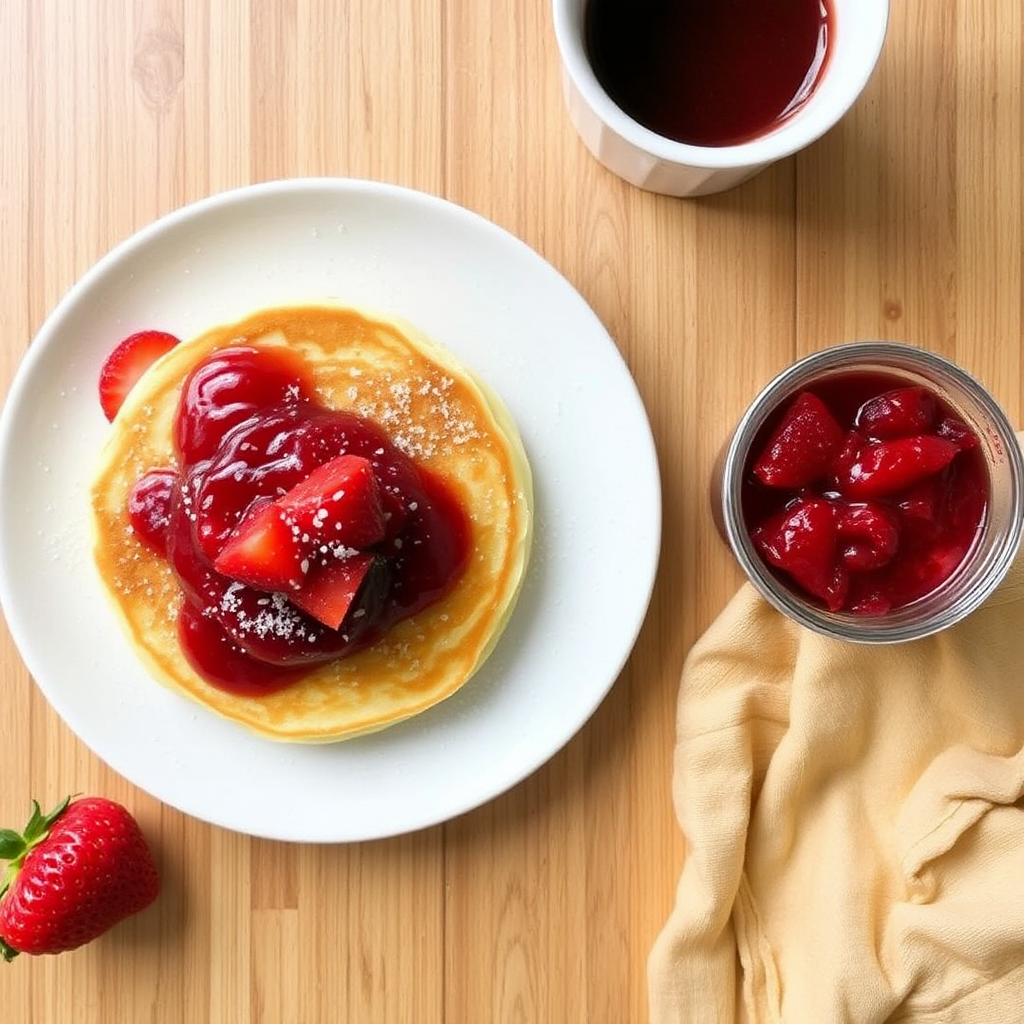 Lemon Ricotta Pancakes with Strawberry Compote