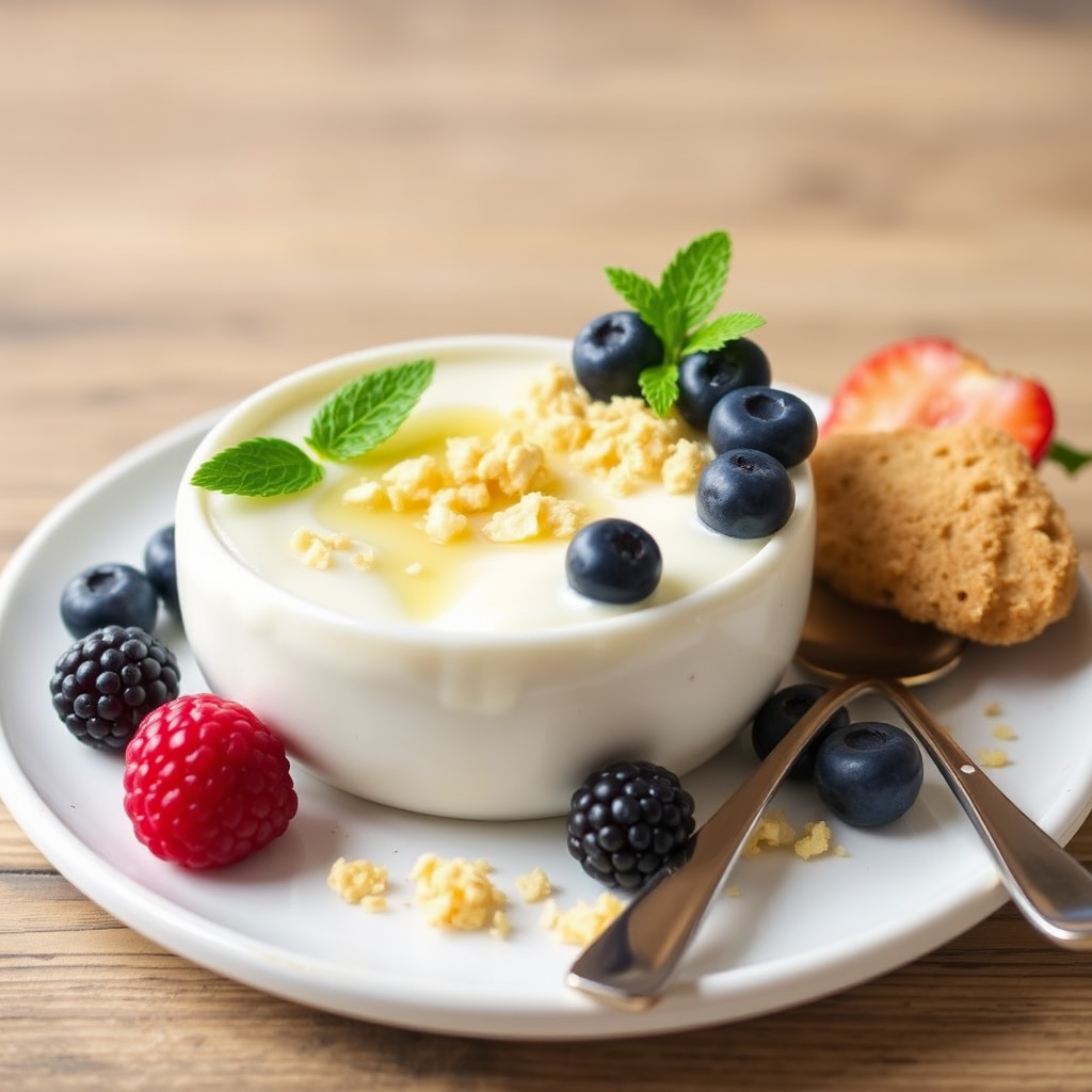 Lemon Ricotta Panna Cotta with Fresh Berries and Shortbread Crumble