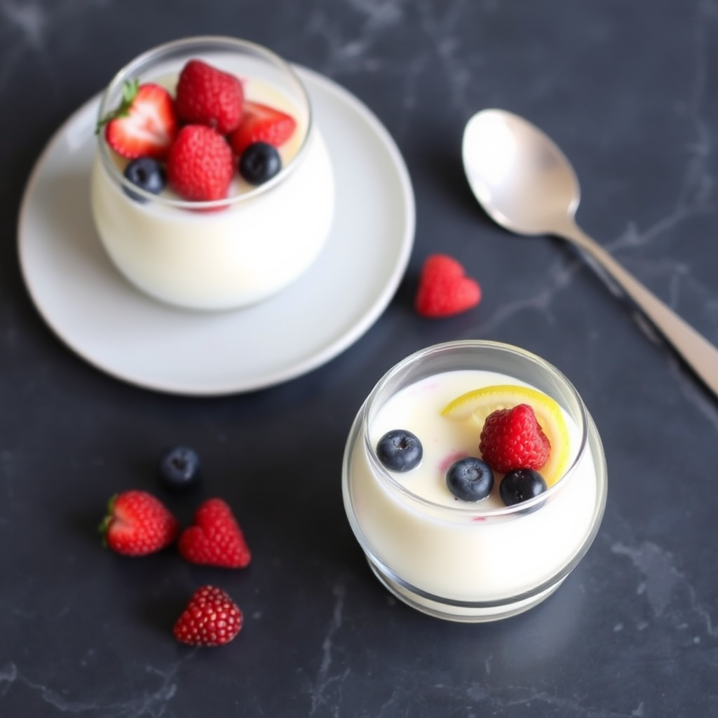 Lemon Ricotta Panna Cotta with Fresh Berries