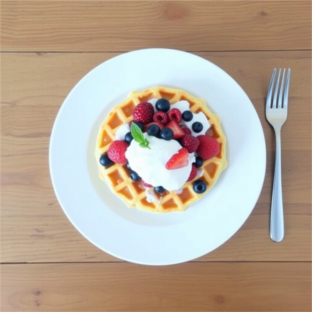 Lemon Ricotta Waffles with Honey and Fresh Berries