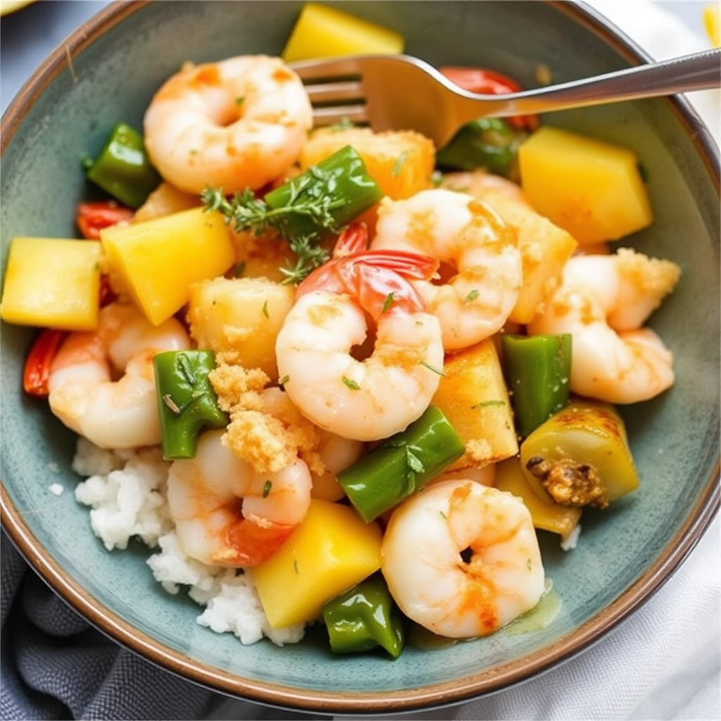 Lemon Rosemary Shrimp and Pineapple Stir-Fry