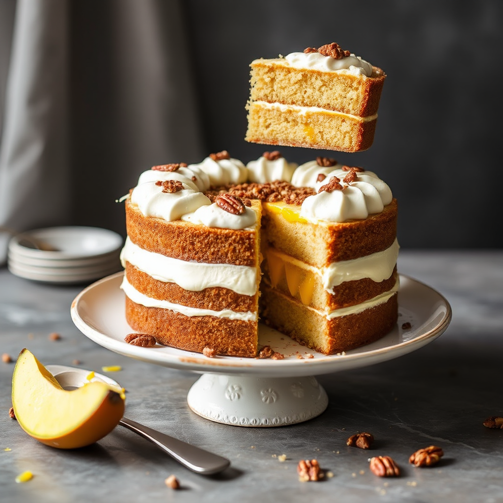 Mango Tres Leches Cake with Pecan Crumble