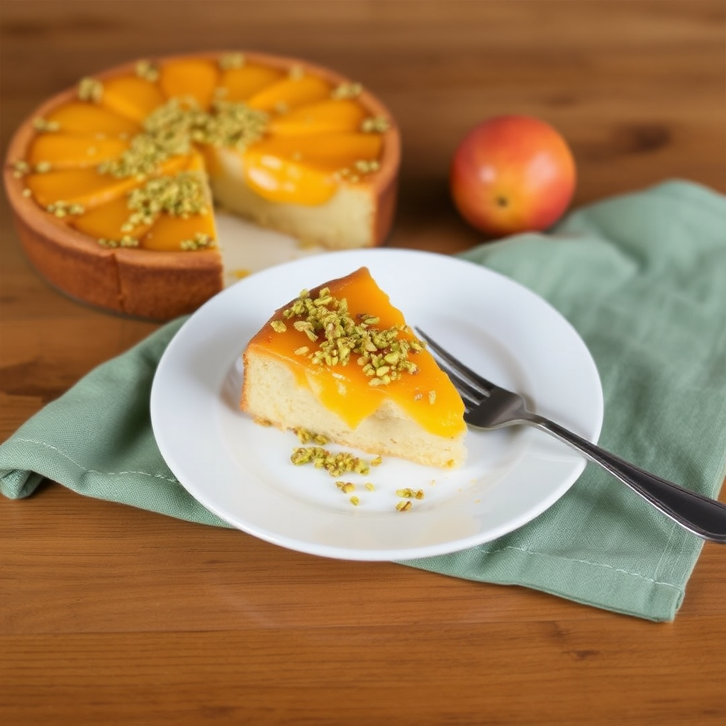 Mango Upside-Down Cake with Pistachio Crumble