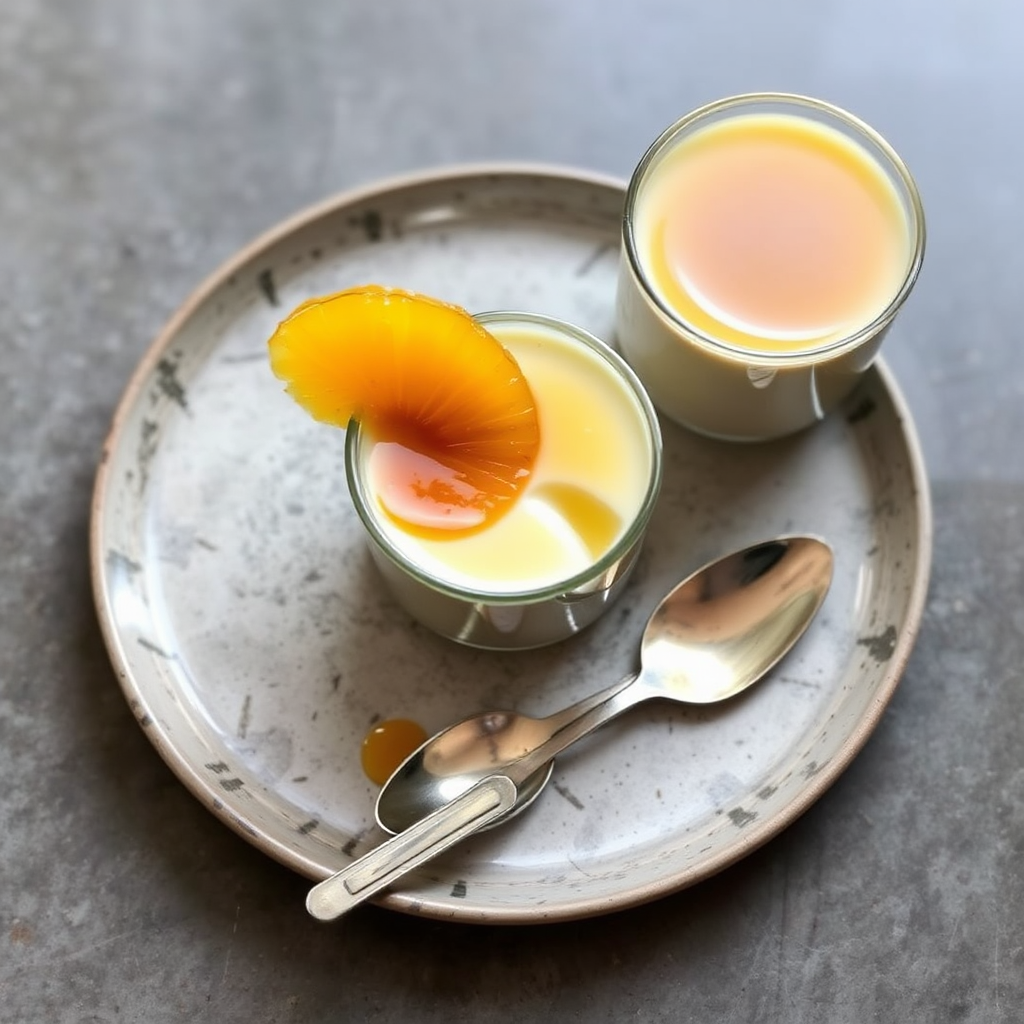 Mango and Coconut Cream Panna Cotta with Caramelized Pineapple