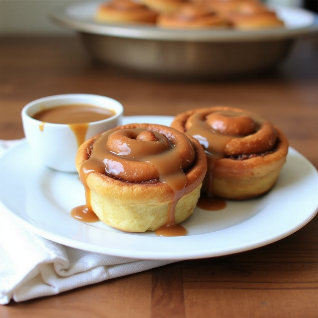 Maple Walnut Cinnamon Rolls with Caramel Dipping Sauce