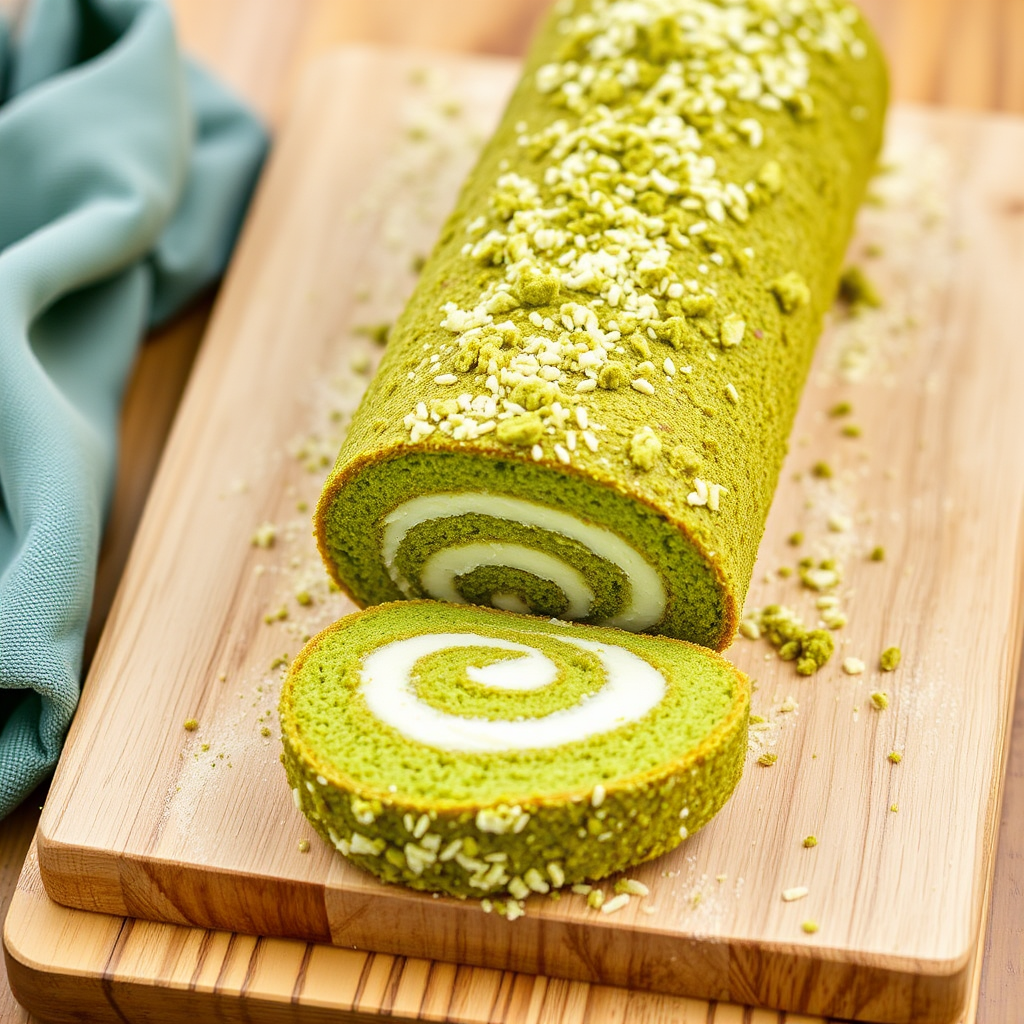 Matcha Coconut Cake Roll