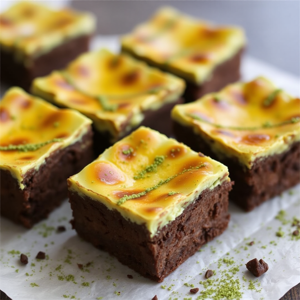 Matcha Crème Brûlée Brownies