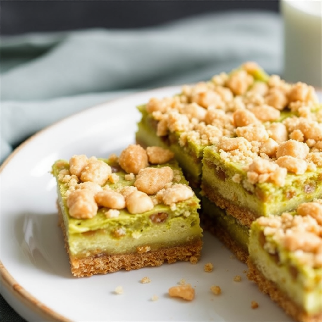 Matcha Green Tea Cheesecake Crumble Bars