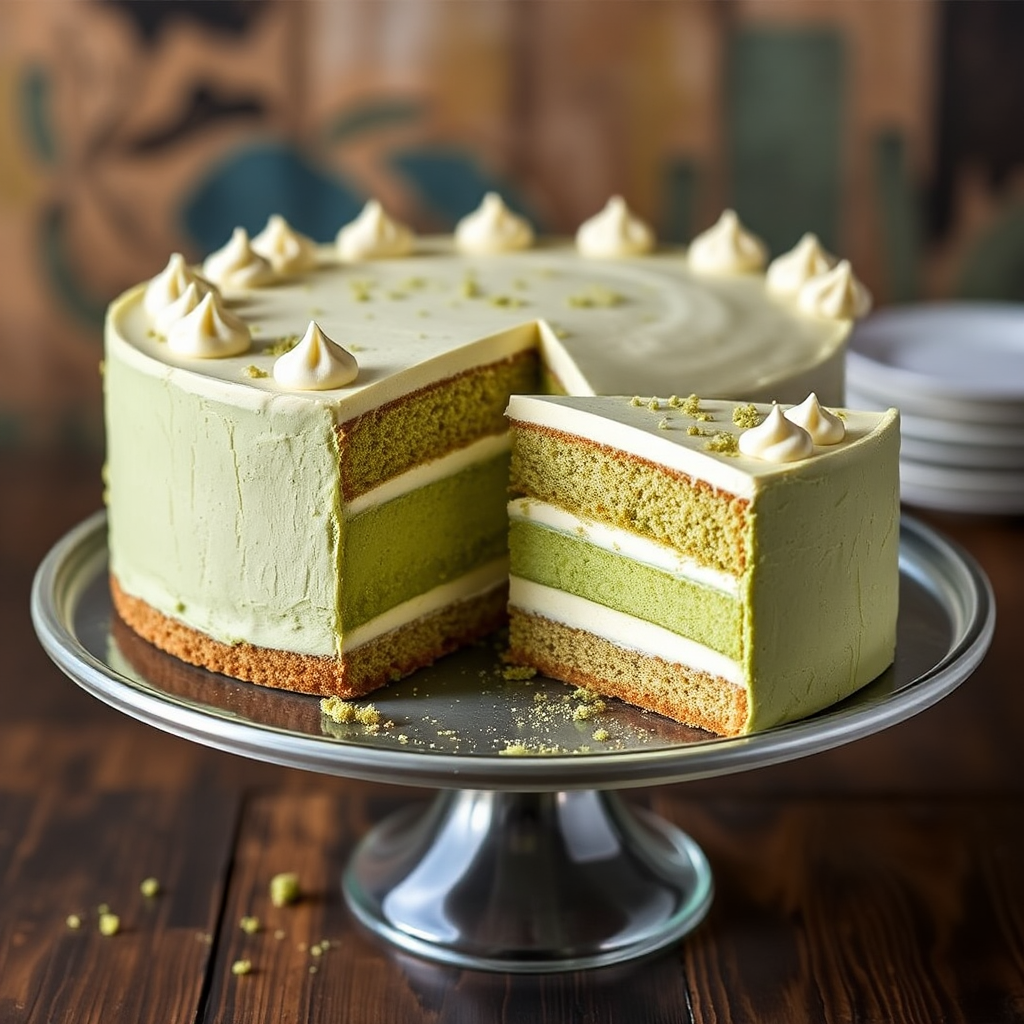 Matcha Green Tea and White Chocolate Mousse Cake