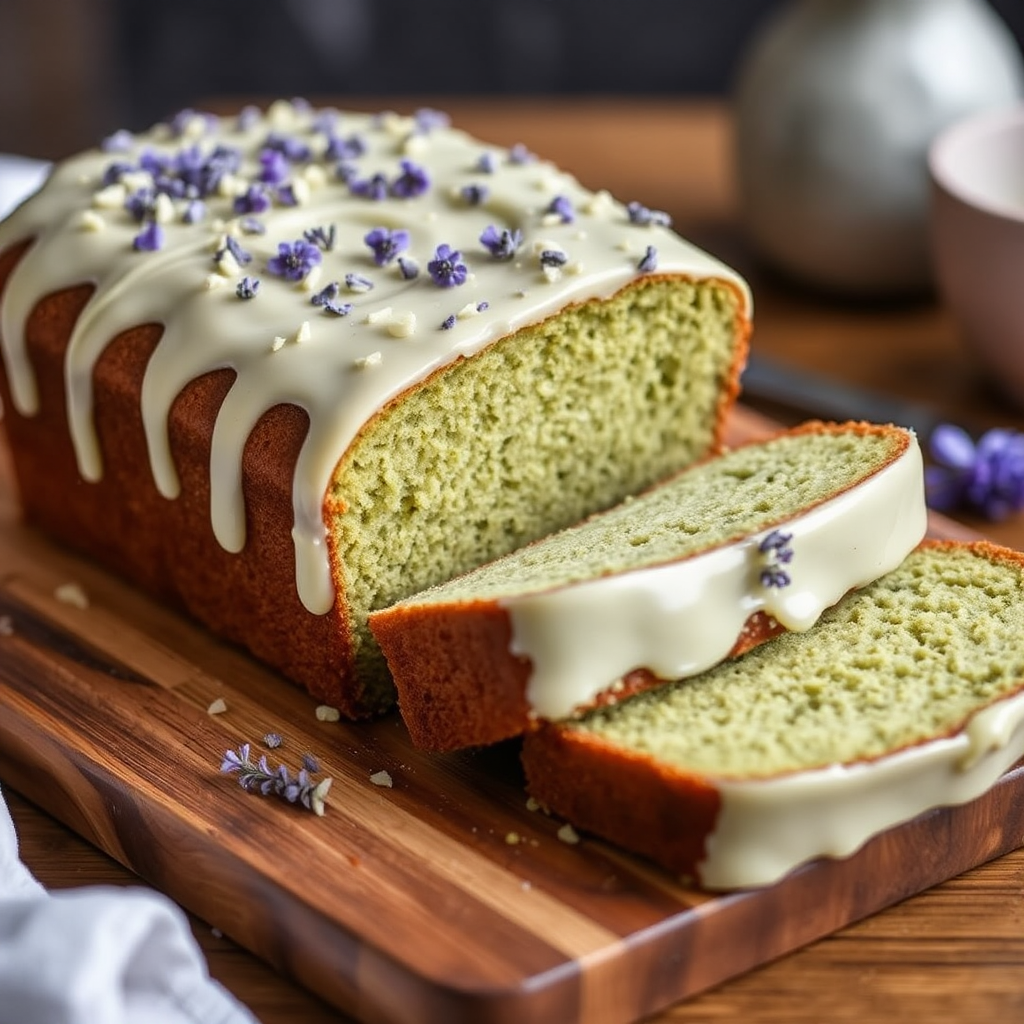 Matcha Lavender Pound Cake