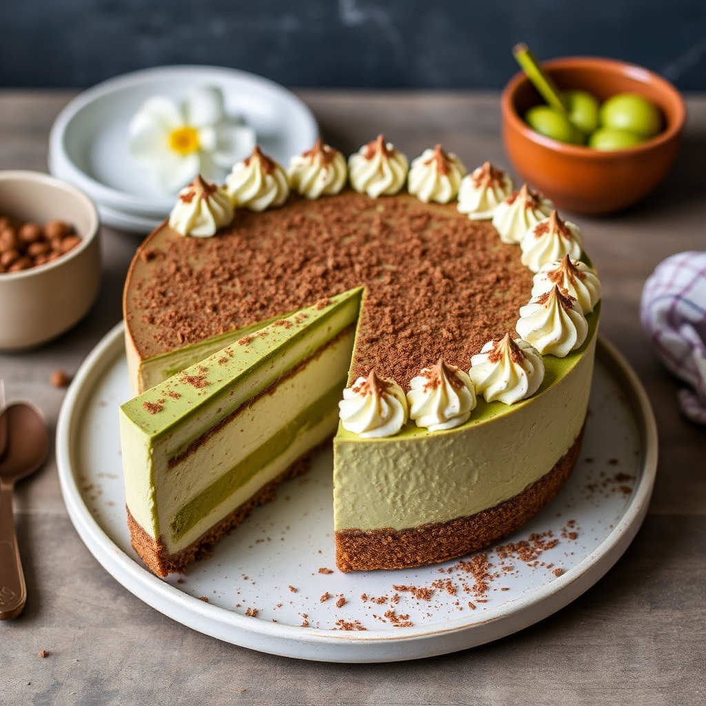 Matcha Tiramisu Cheesecake