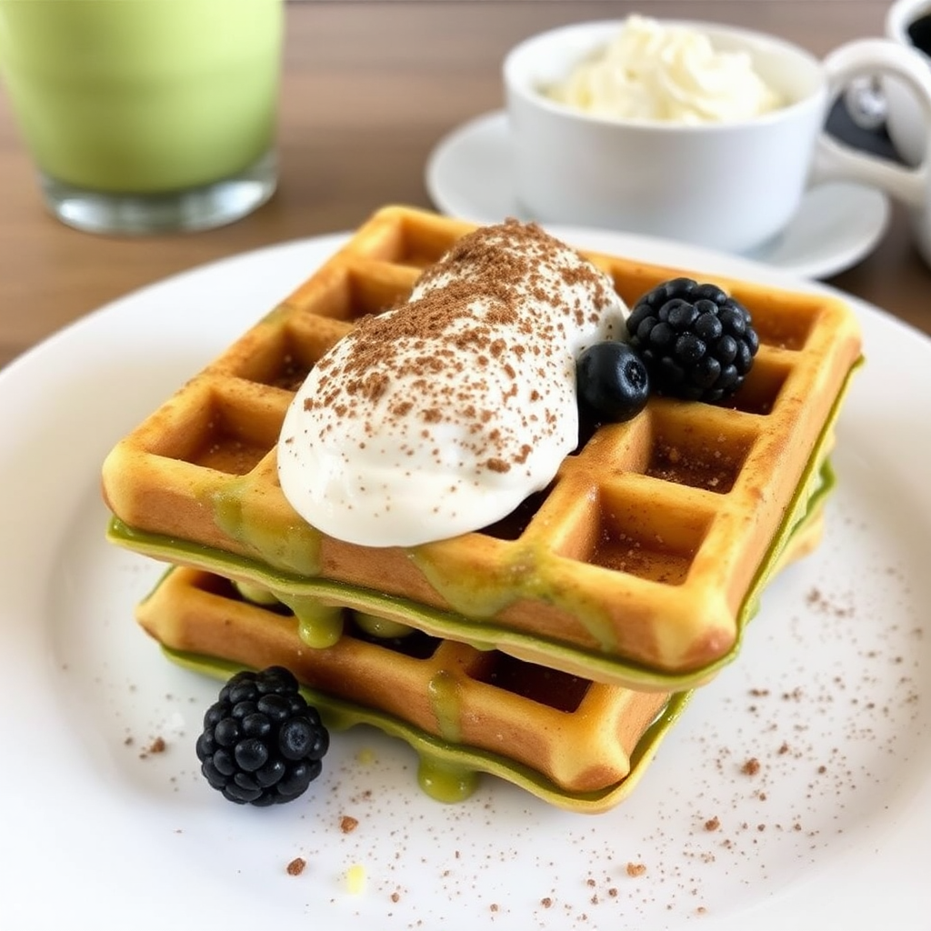 Matcha Tiramisu Waffles