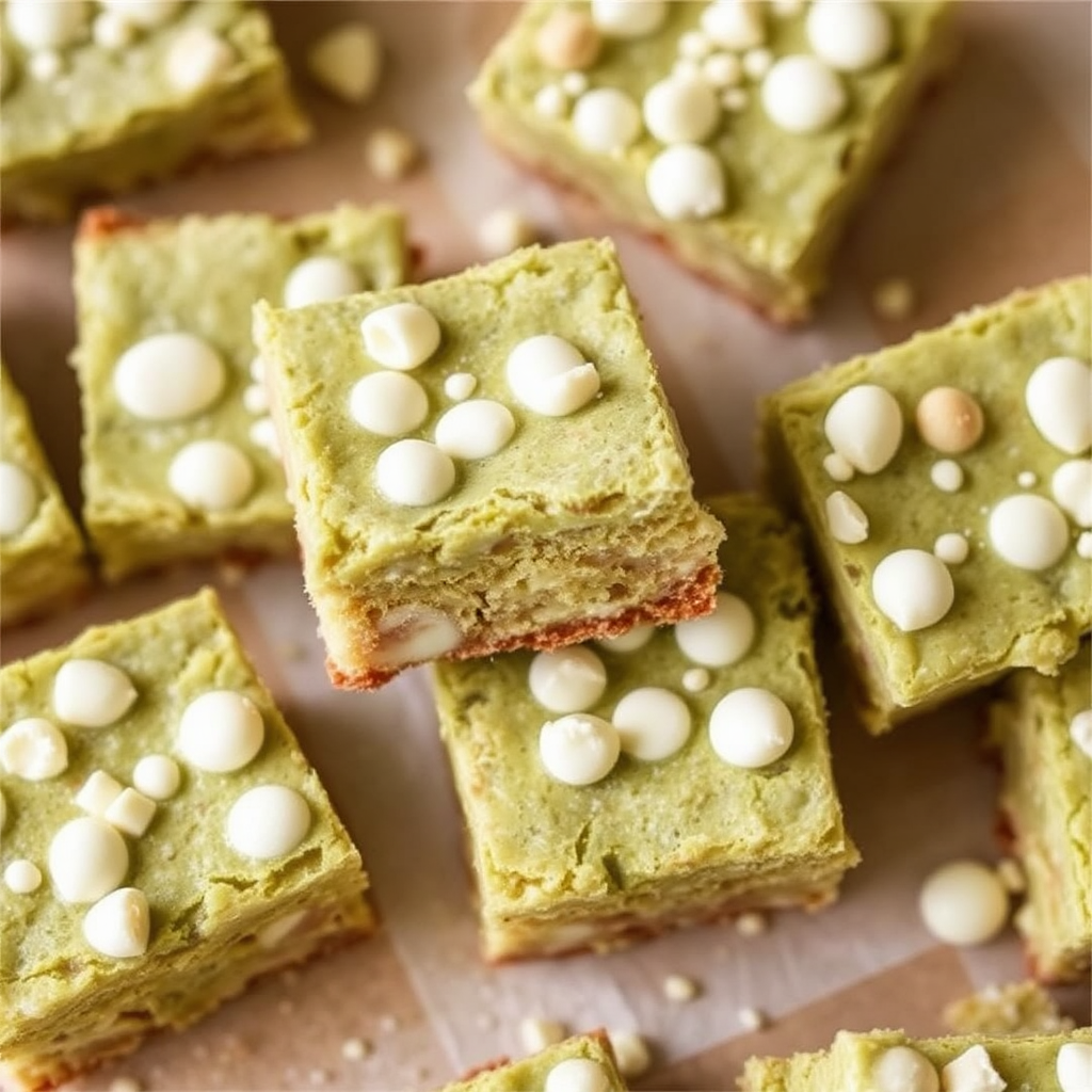 Matcha White Chocolate Blondies