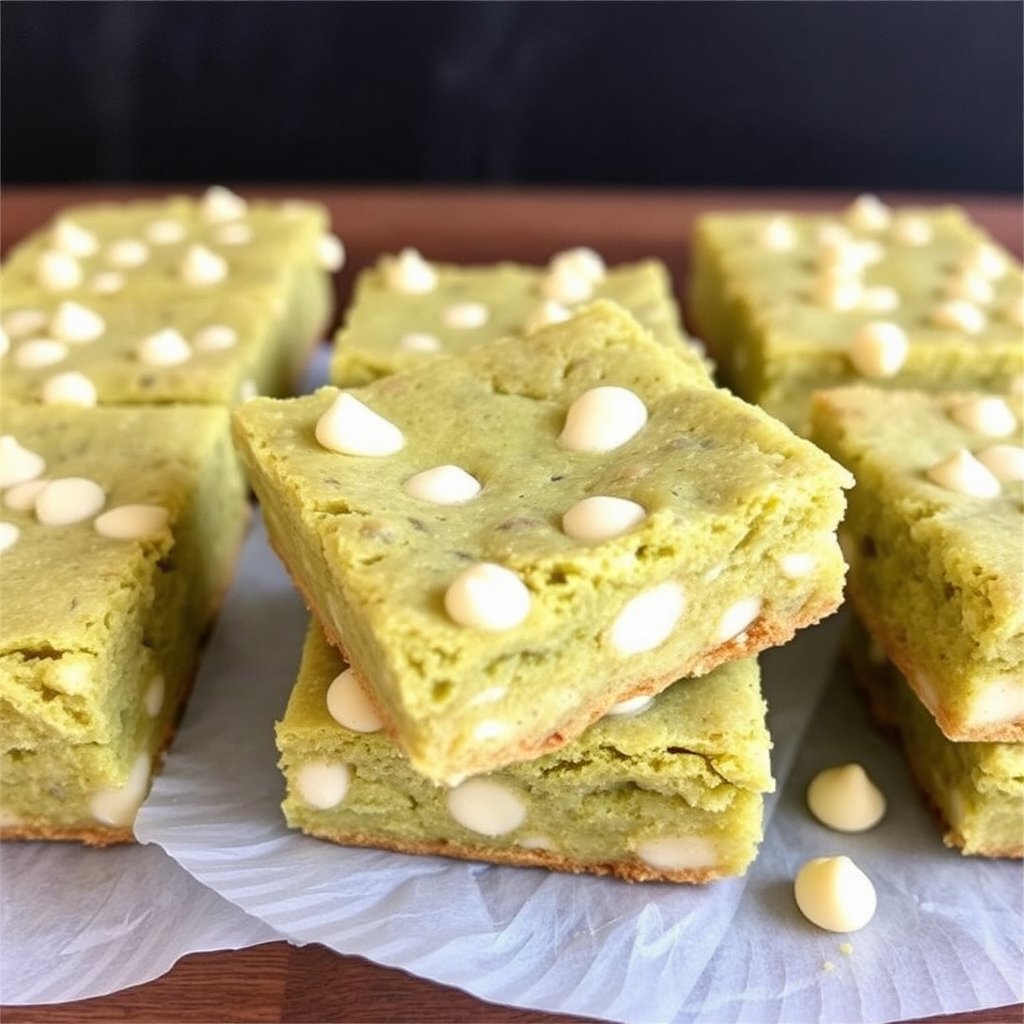 Matcha White Chocolate Chip Blondies