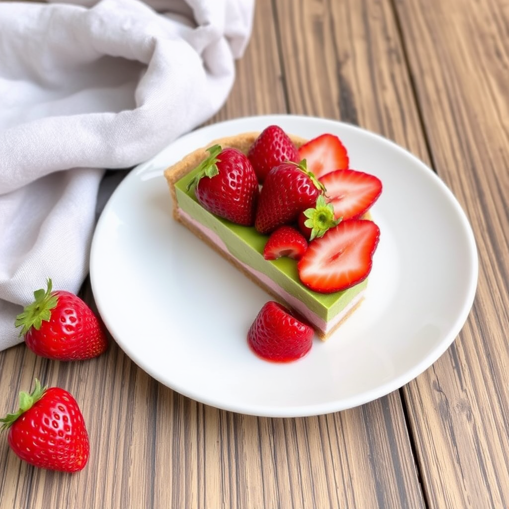 Matcha and Strawberry Shortcake Tart