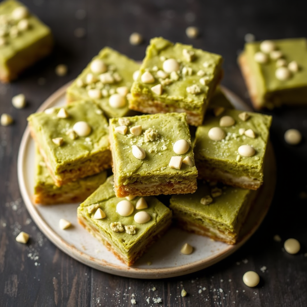 Matcha and White Chocolate Blondies