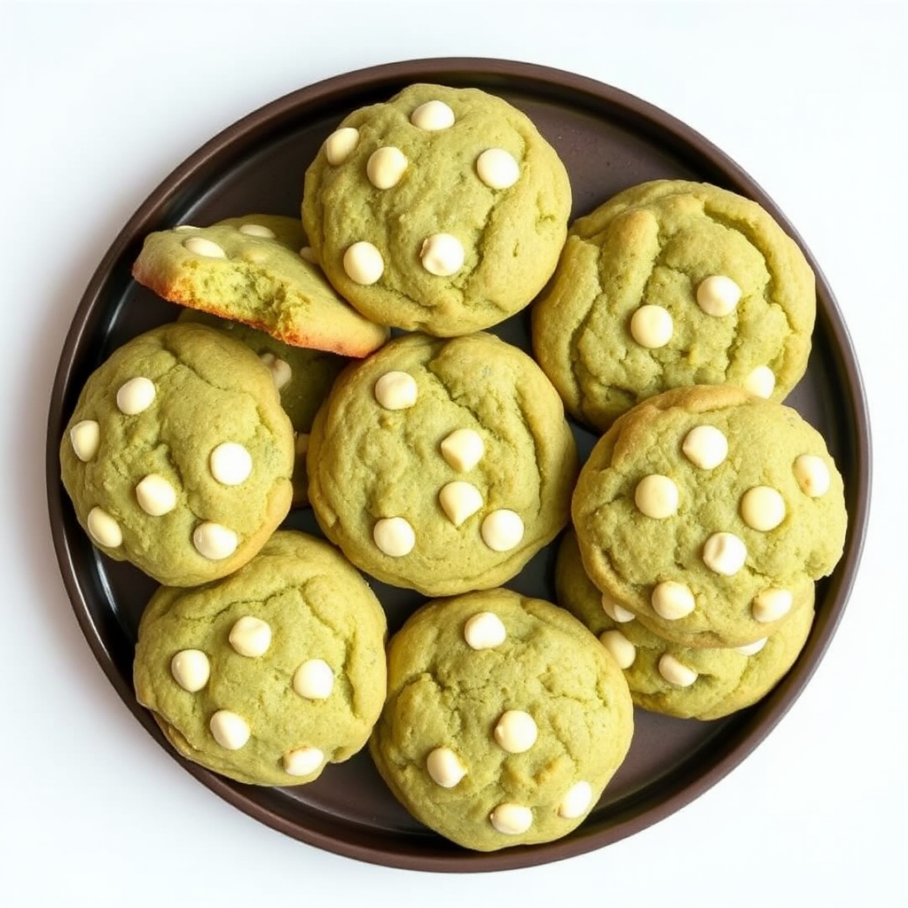 Matcha and White Chocolate Chip Cookies