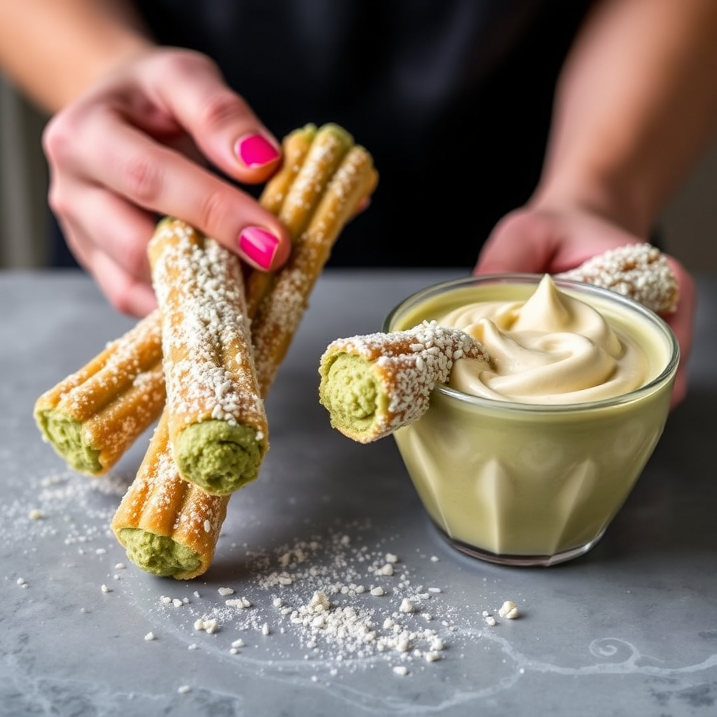 Matcha and White Chocolate Churros