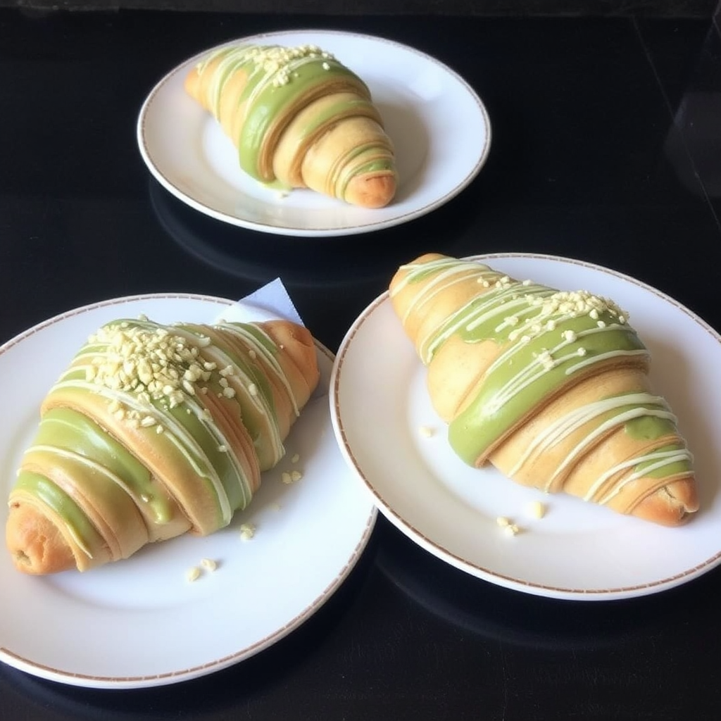 Matcha and White Chocolate Croissants