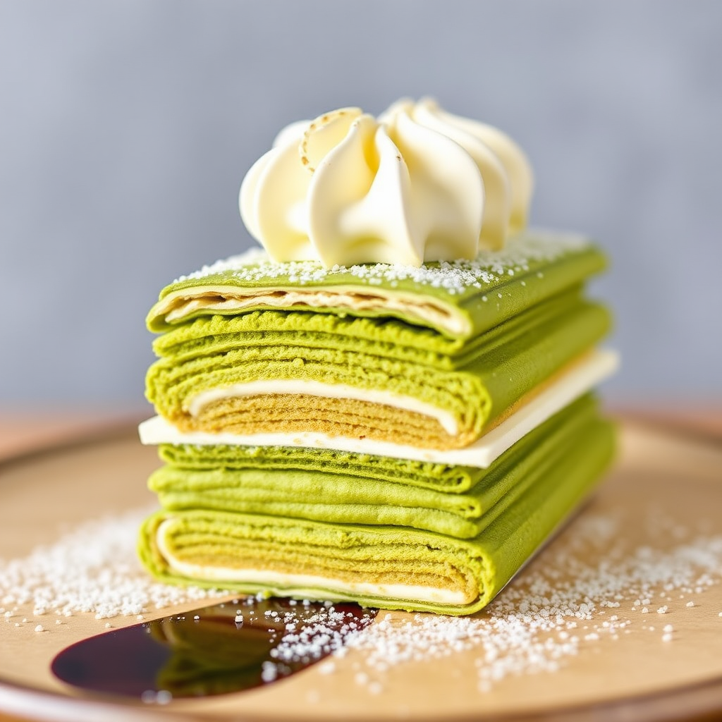 Matcha and White Chocolate Mille-Feuille