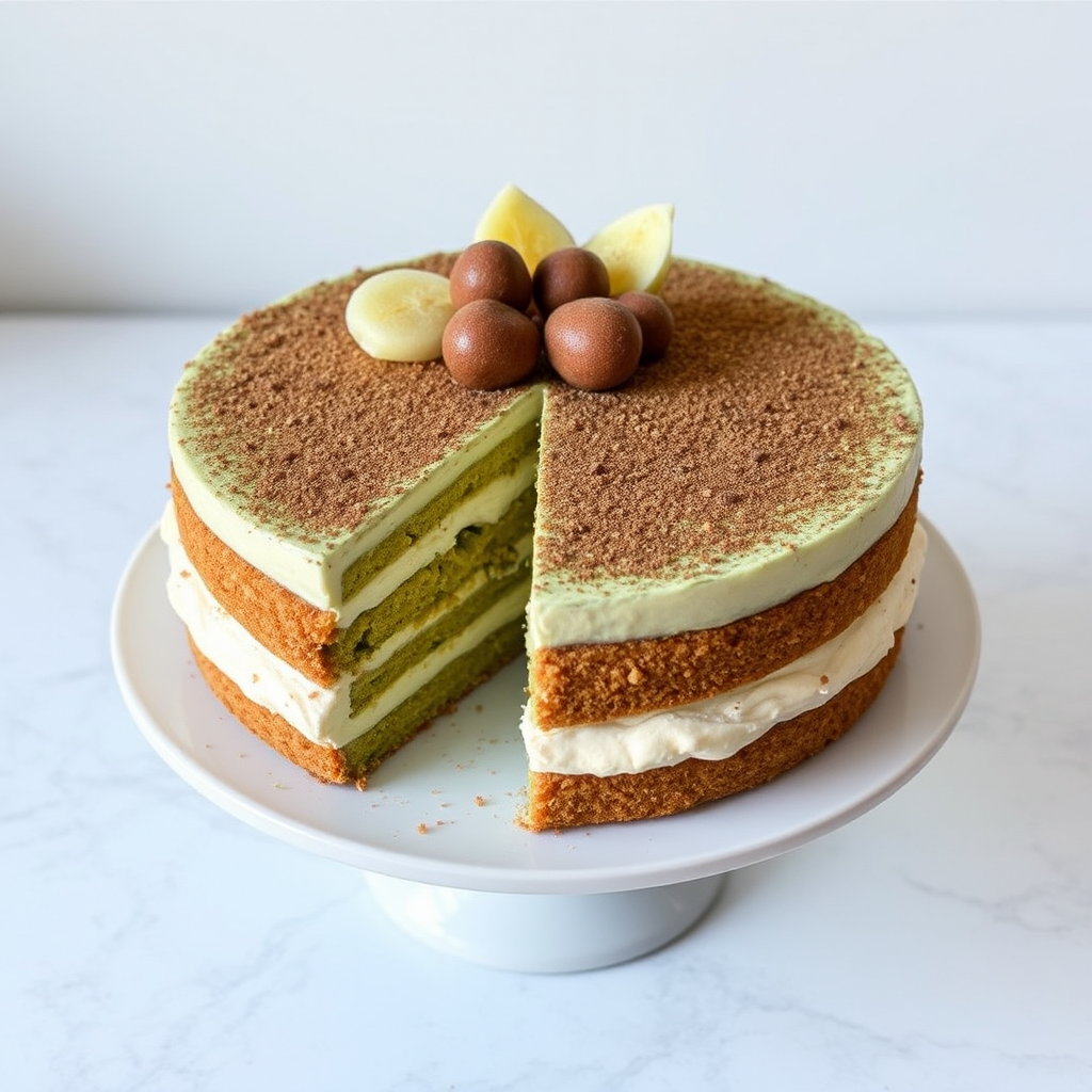 Matcha and White Chocolate Tiramisu Cake