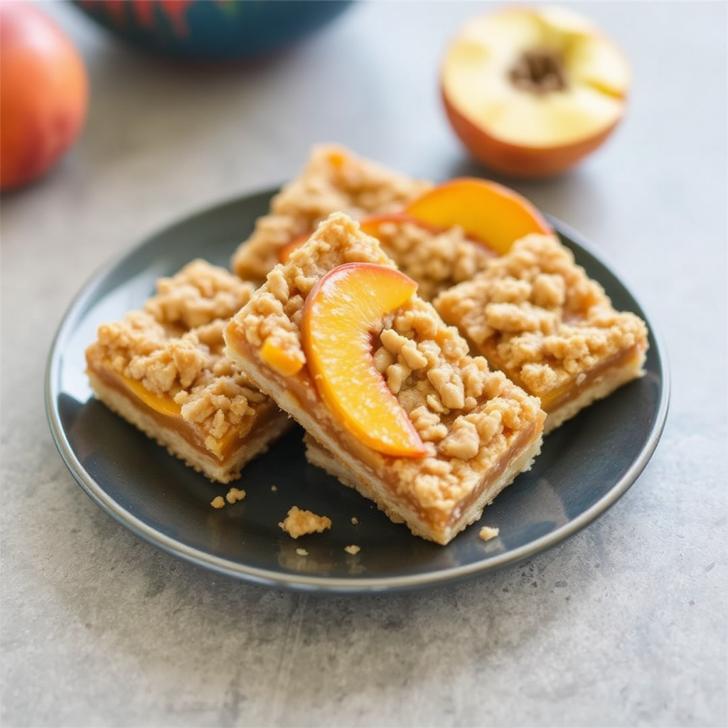 Peach and Caramel Crumble Bars