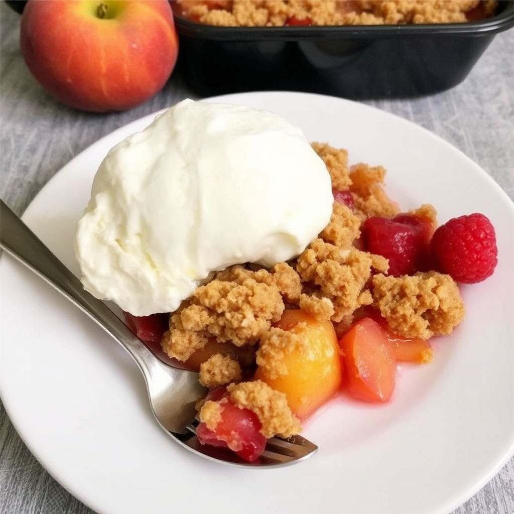 Peach and Raspberry Crumble