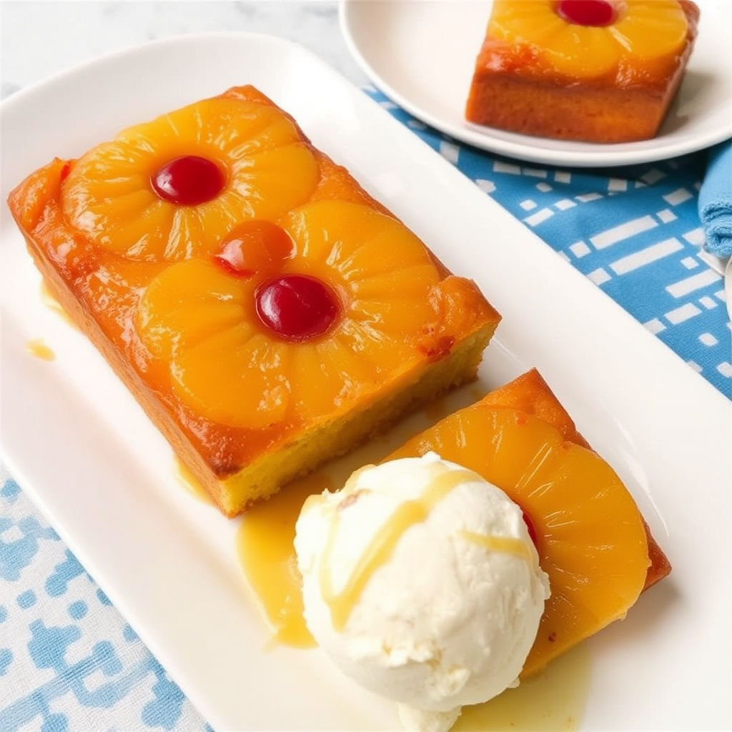 Pineapple Upside-Down Cake with Browned Butter Ice Cream