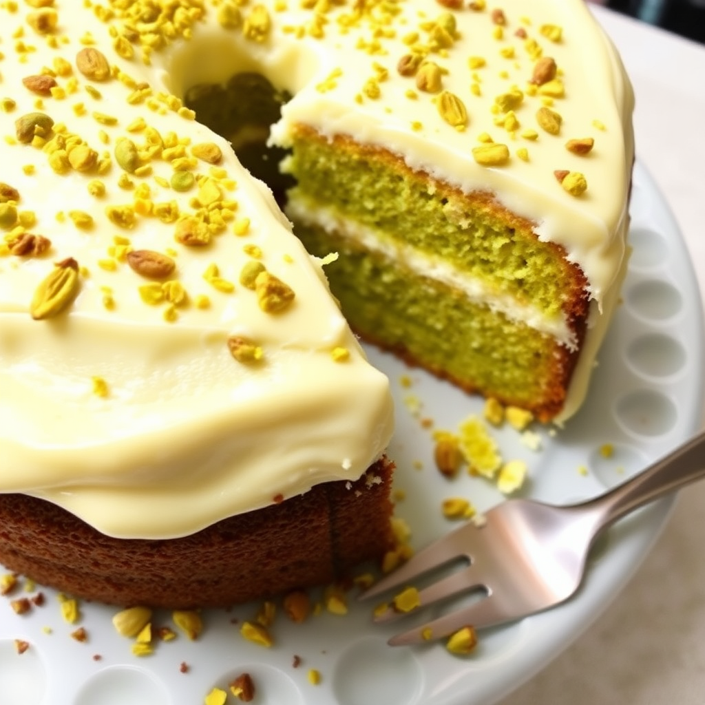 Pistachio Cake with Lemon Cream Cheese Frosting