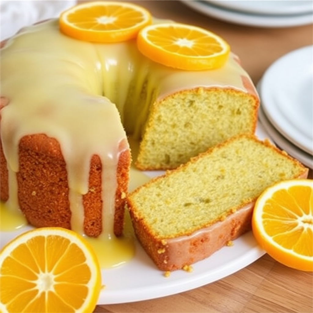 Pistachio Cake with Lemon-Lime Glaze and Candied Orange Slices